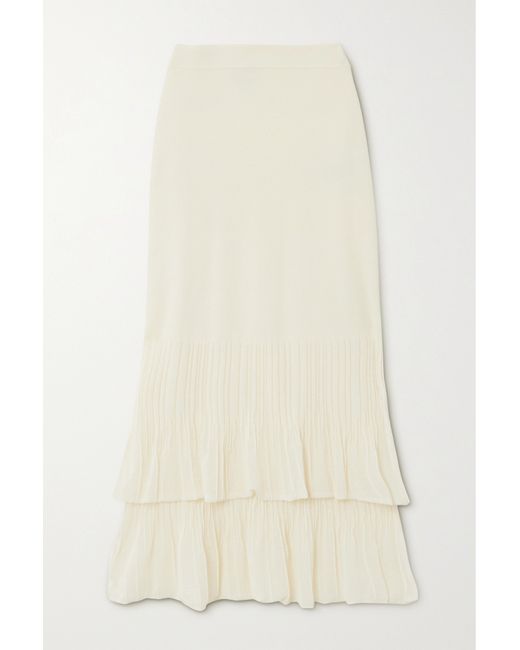 Bottega Veneta Ribbed Pleated Cotton-blend Midi Skirt