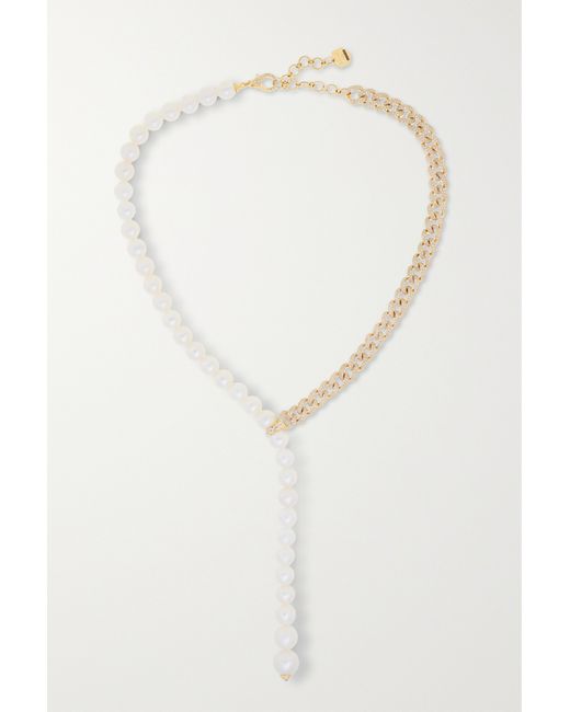 Shay Split 18-karat Diamond And Pearl Necklace one