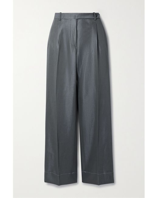 Brioni Cotton Linen And Silk-blend Gabardine Straight-leg Pants Anthracite