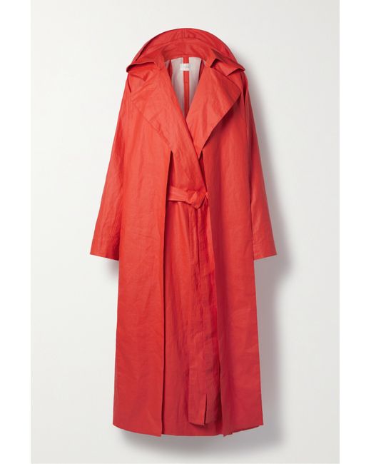 The Row Badva Hooded Coated Linen-blend Trench Coat