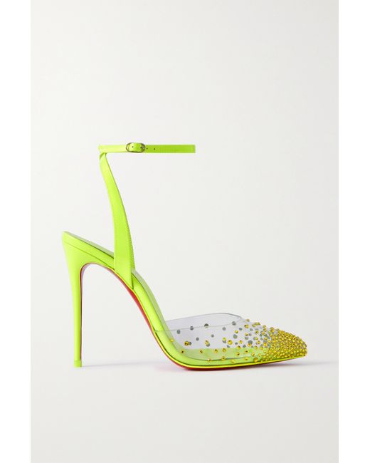 Christian Louboutin Spikaqueen 100 Crystal-embellished Pvc And Leather Pumps