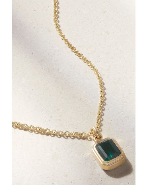 42 Suns 14-karat Gold Laboratory-grown Emerald Necklace