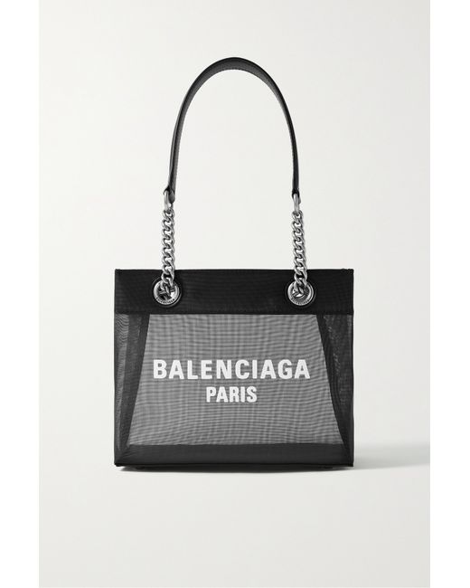 Balenciaga Duty Free Large Leather-trimmed Printed Mesh Tote