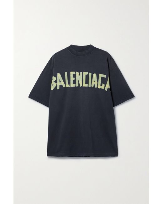 Balenciaga Oversized Distressed Printed Cotton-jersey T-shirt