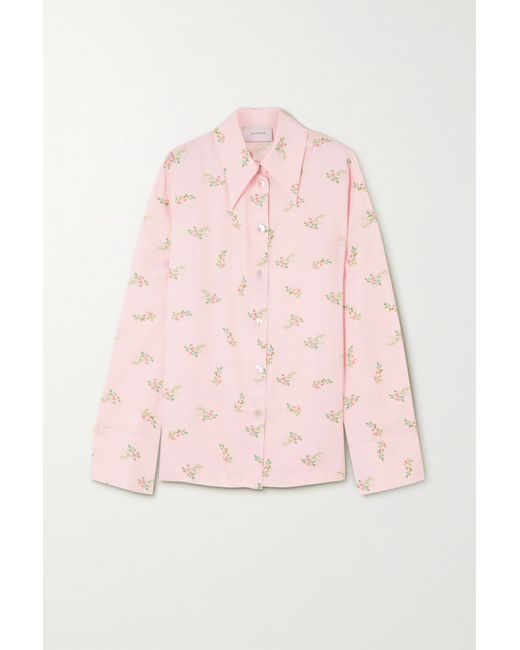 Sleeper Blossom Floral-print Satin Shirt