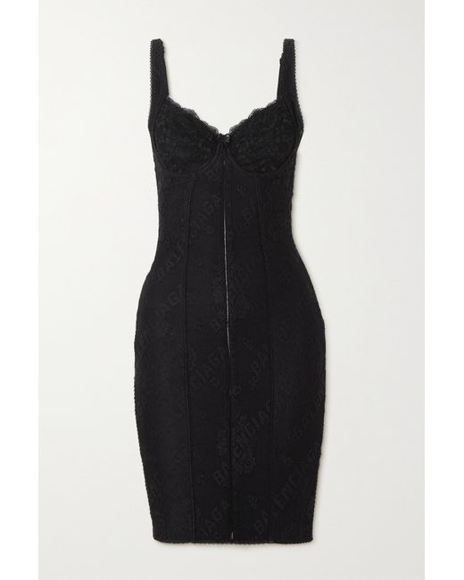 Balenciaga Paneled Stretch-lace Mini Dress