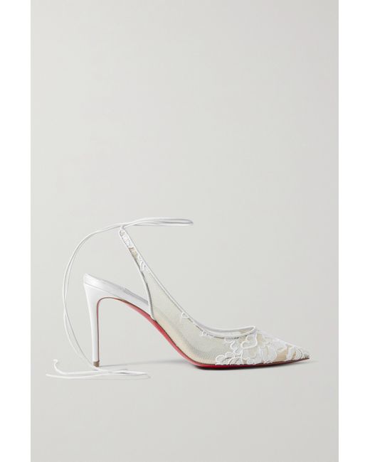Christian Louboutin Lace Up Kate 85 Satin-trimmed Corded Pumps