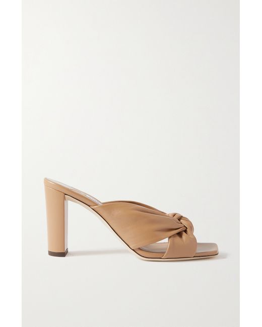 Jimmy Choo Avenue 85 Knotted Leather Mules