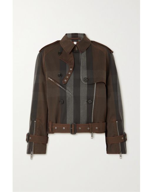 Burberry Belted Double-breasted Checked Gabardine Biker Jacket