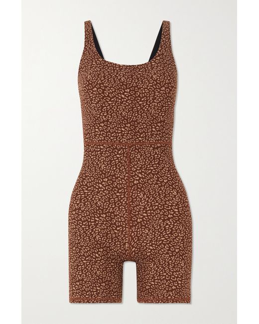 The Upside Leo Claudia Leopard-print Stretch Recycled Playsuit