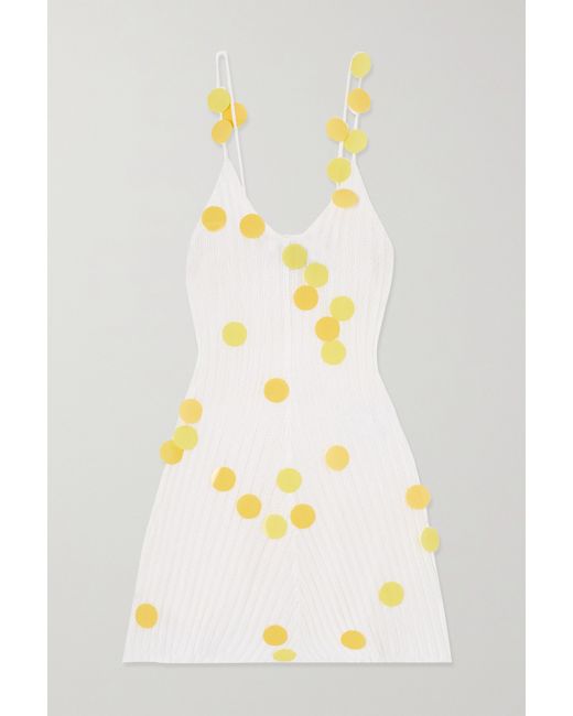 Loewe Paulas Ibiza Sequin-embellished Ribbed-knit Mini Dress