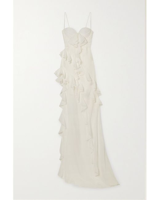 Alessandra Rich Asymmetric Ruffled Silk-georgette Gown