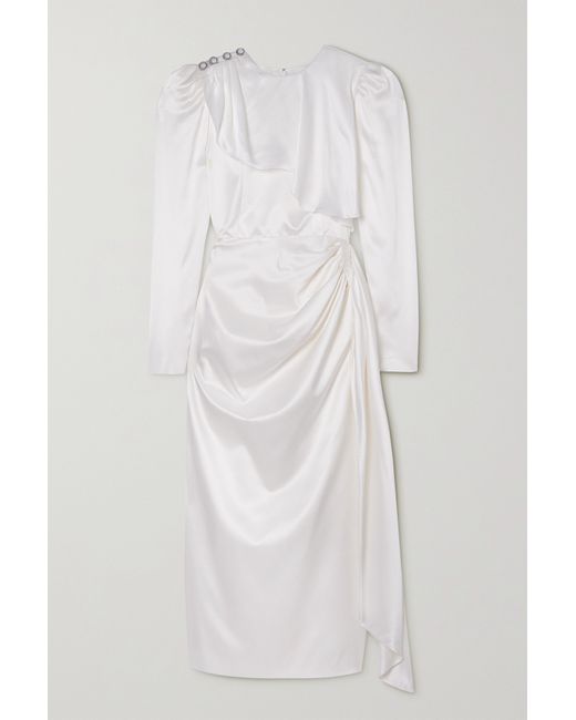 Alessandra Rich Embellished Draped Silk-satin Midi Dress