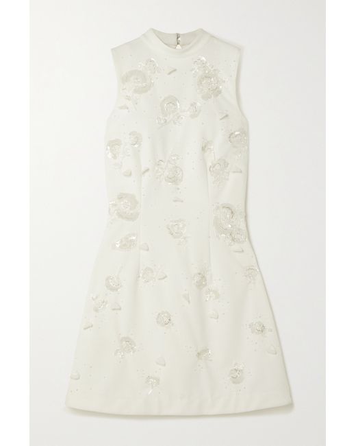 Clio Peppiatt Embellished Stretch-crepe Mini Dress