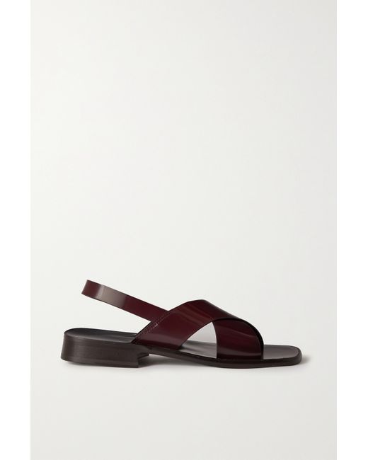 The Row Mensy Glossed-leather Slingback Sandals