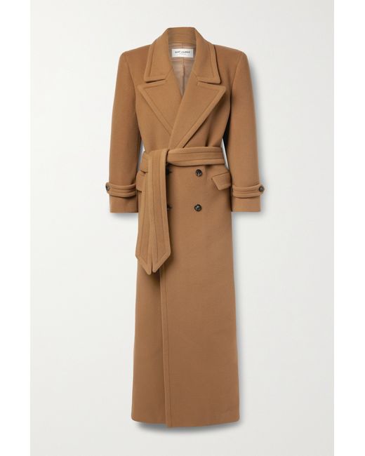Saint Laurent Oversized Belted Double-breasted Wool Coat