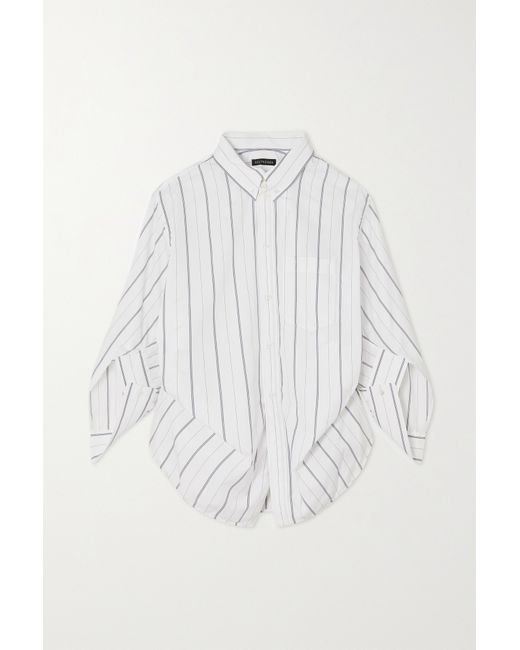 Balenciaga Swing Twisted Oversized Striped Cotton-blend Poplin Shirt