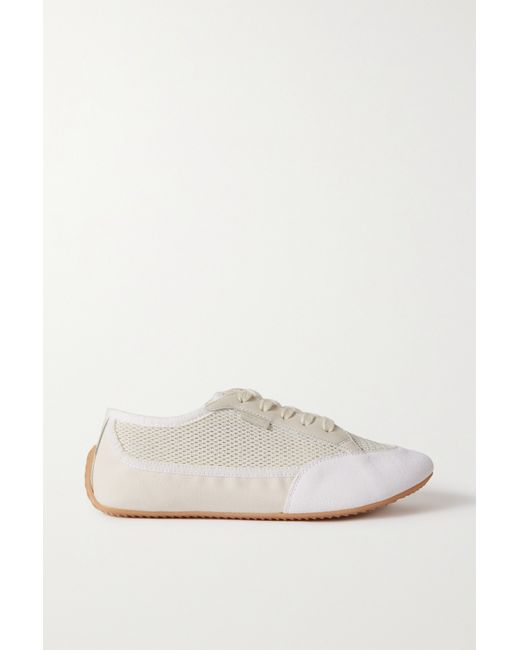 The Row Bonnie Leather-trimmed Suede Mesh And Canvas Sneakers
