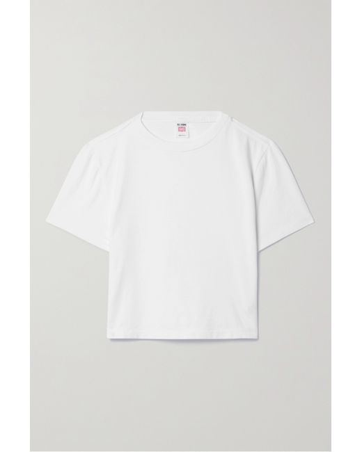 Re/Done Hanes Micro Cropped Cotton-jersey T-shirt