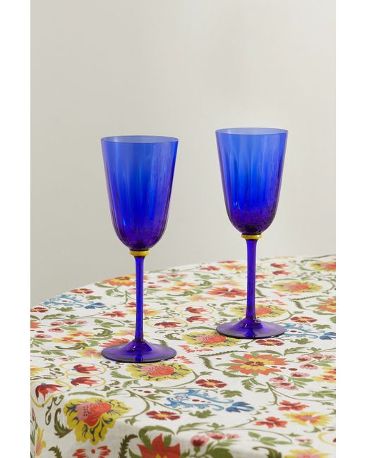 La Double J. Rainbow Set Of Two Murano Wine Glasses