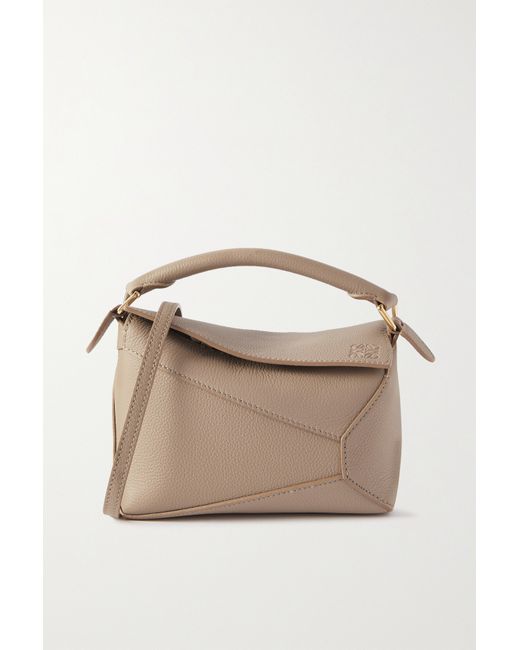 Loewe Puzzle Mini Textured-leather Shoulder Bag Sand