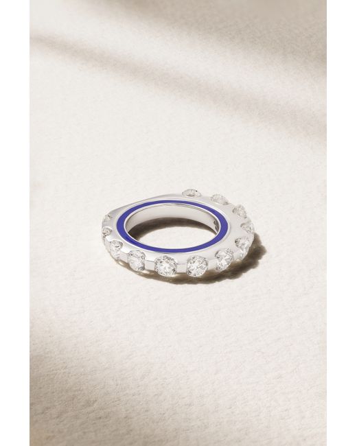 Kamyen 18-karat White Enamel And Diamond Ring 3