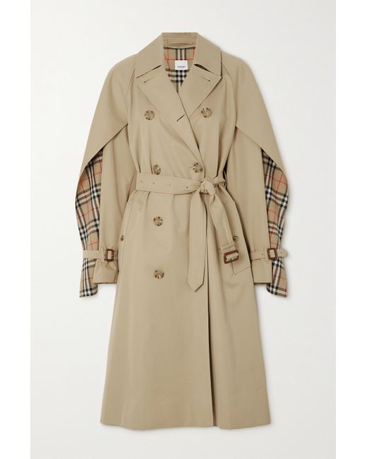 Burberry Belted Layered Double-breasted Cotton-gabardine Trench Coat Neutral