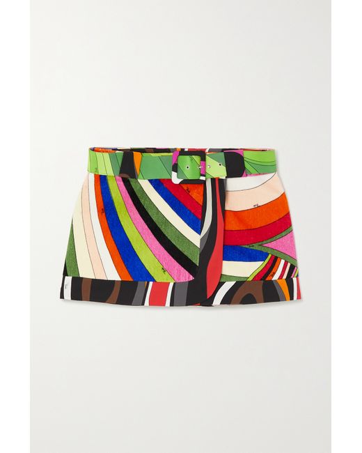 Pucci Iride Belted Printed Cotton And Terry Mini Wrap Skirt