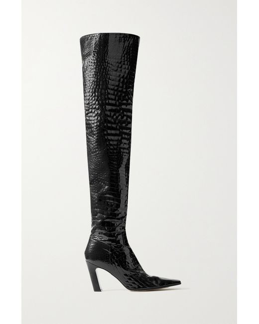 Khaite Marfa Croc-effect Leather Over-the-knee Boots