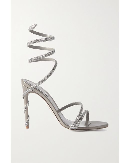 Rene Caovilla Margot Crystal-embellished Satin Sandals