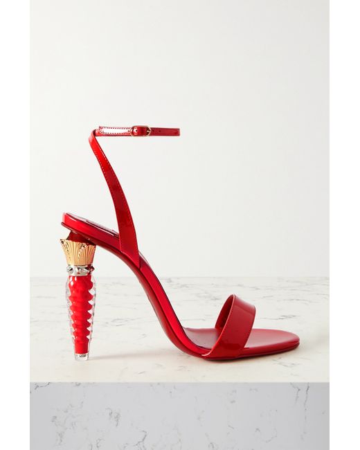 Christian Louboutin Lipgloss Queen 100 Embellished Patent-leather Sandals