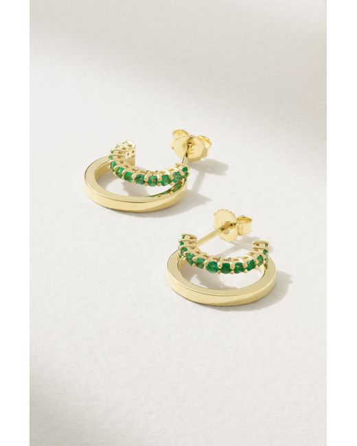 Jennifer Meyer Mini Double 18-karat Emerald Hoop Earrings One