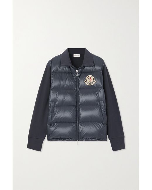 Moncler Appliquéd Cotton-blend Jersey And Quilted Shell Down Jacket Navy