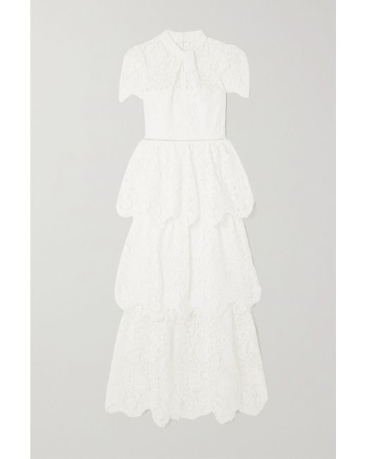 Self-Portrait Tiered Corded Lace Maxi Dress