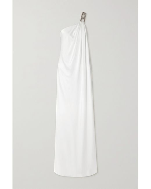 Stella McCartney Net Sustain Falabella One-shoulder Crystal-embellished Crepe Gown