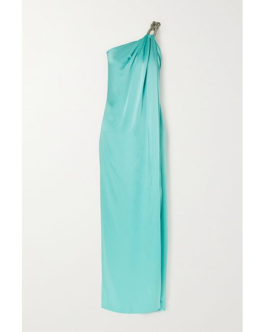 Stella McCartney Net Sustain Falabella One-shoulder Crystal-embellished Satin Gown