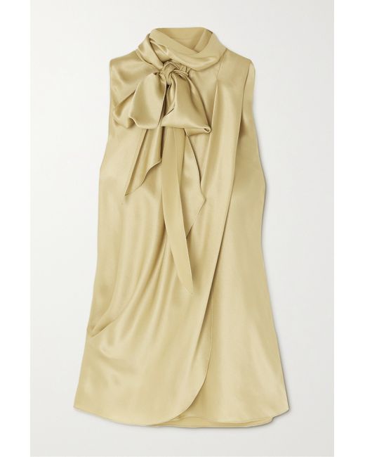 Ralph Lauren Collection Pollard Tie-detailed Draped Silk-satin Blouse