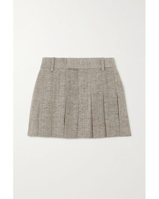 Bottega Veneta Pleated Tweed Mini Skirt