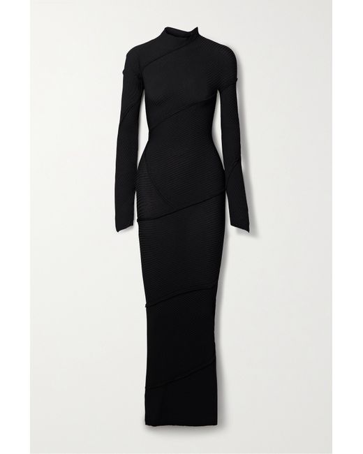 Balenciaga Paneled Ribbed-knit Maxi Dress