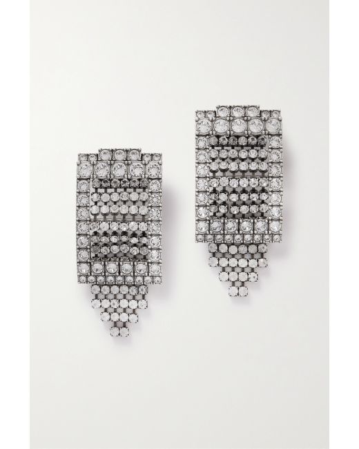 Balenciaga Club Crystal-embellished tone Earrings One