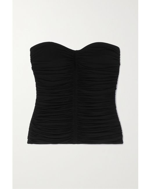 Saint Laurent Strapless Ruched Crepe-jersey Bustier Top