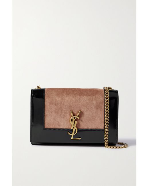 Saint Laurent Kate Small Glossed-leather And Suede Shoulder Bag