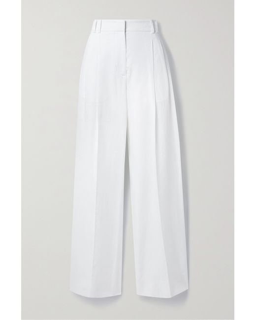 Another Tomorrow Net Sustain Pleated Linen Wide-leg Pants