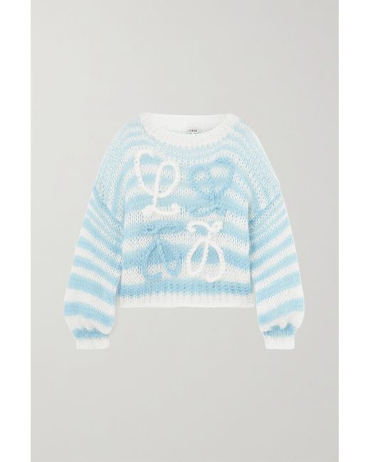 Loewe Embroidered Striped Mohair-blend Sweater