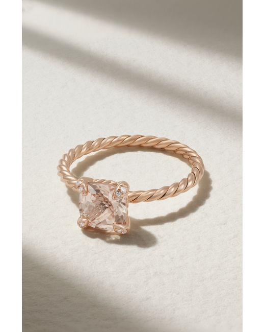 David Yurman Chatelaine 18-karat Rose Morganite And Diamond Ring 6 1/2