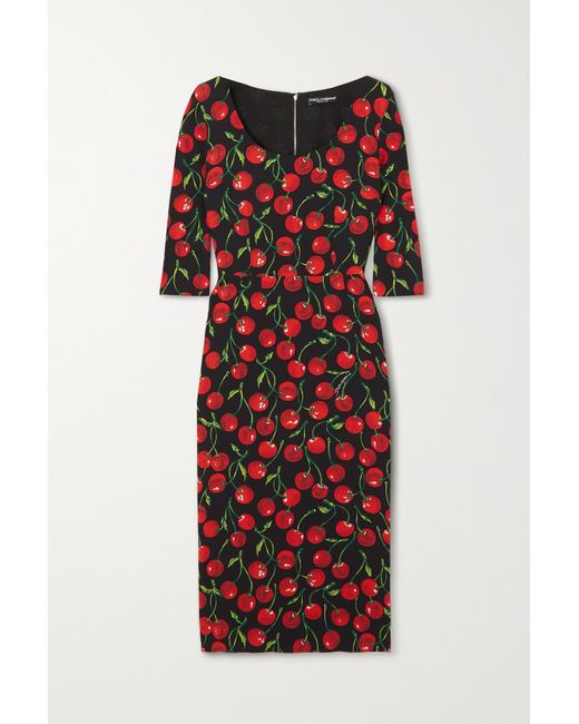 Dolce & Gabbana Printed Stretch-silk Charmeuse Midi Dress