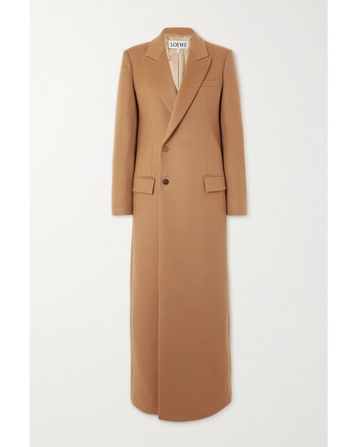 Loewe Double-breasted Wool And Cashmere-blend Coat Camel