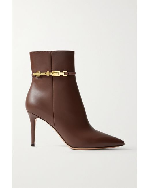 Gianvito Rossi Vitello Glove 85 Embellished Leather Ankle Boots