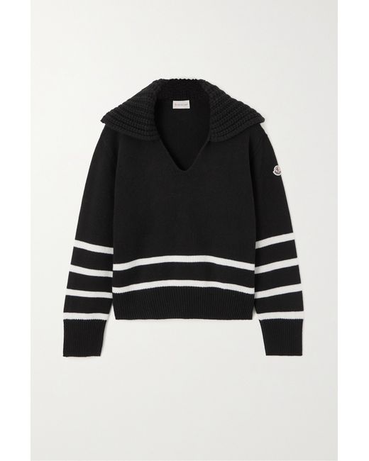 Moncler Appliquéd Striped Wool And Cashmere-blend Sweater