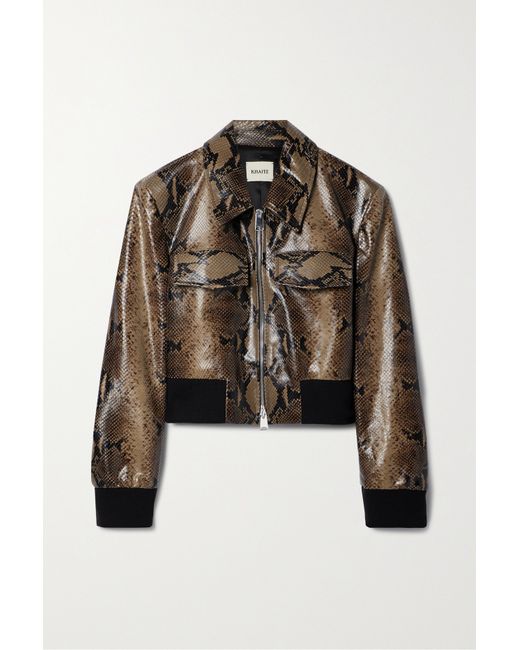 Khaite Hector Cropped Snake-effect Leather Jacket